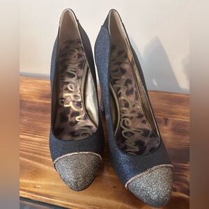 Sam Edelman Glitter Black and Gold Heels